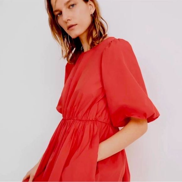 Madewell Poplin Dress Size 0 Red - Picture 1 of 14